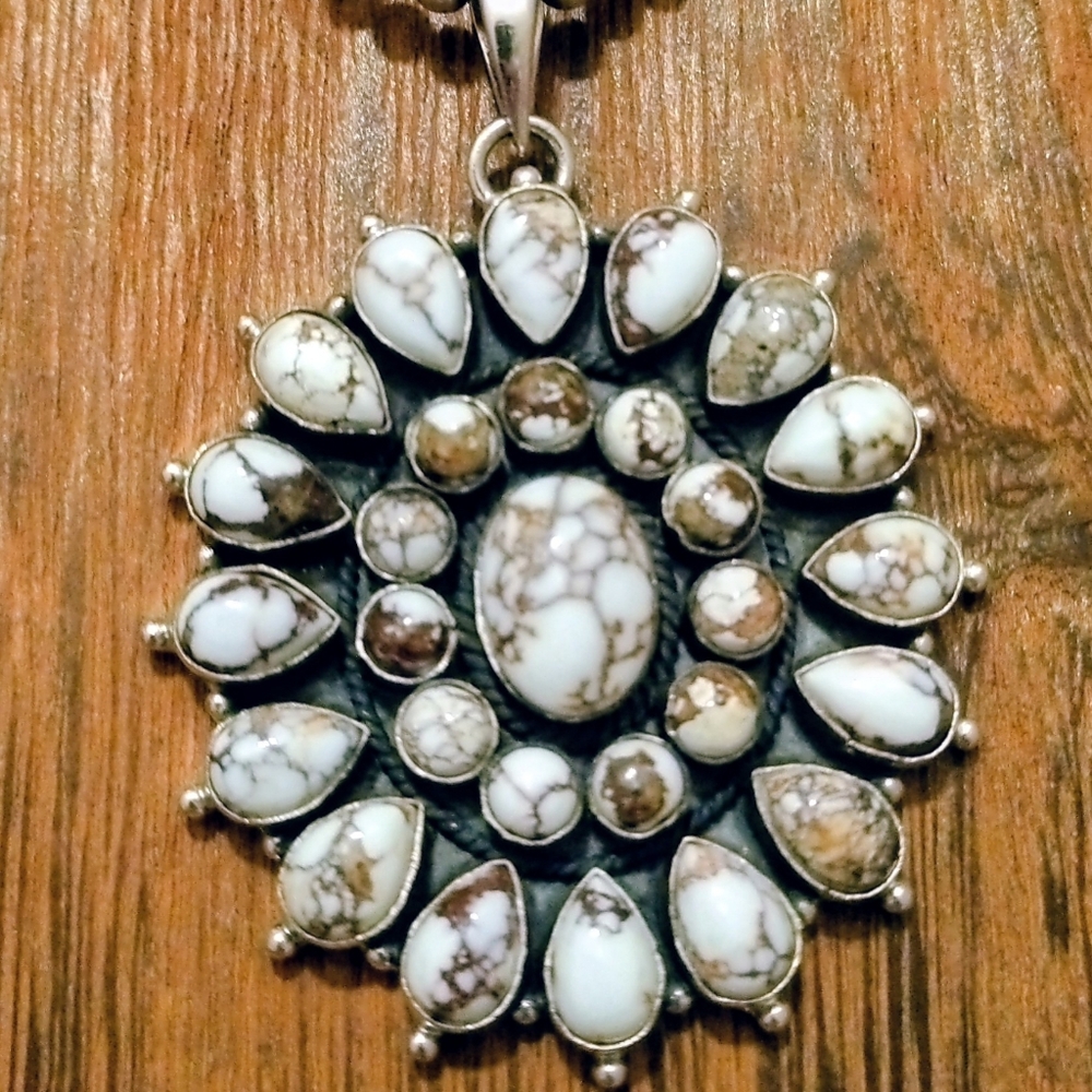 NWOT Large Statement Genuine Wild Horse Jasper Pendant Set In Sterling Silver